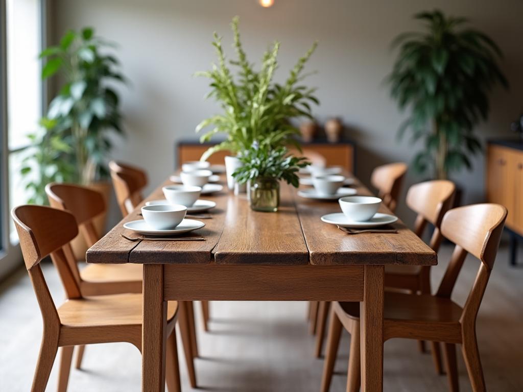 A sustainable dining table made from reclaimed wood
